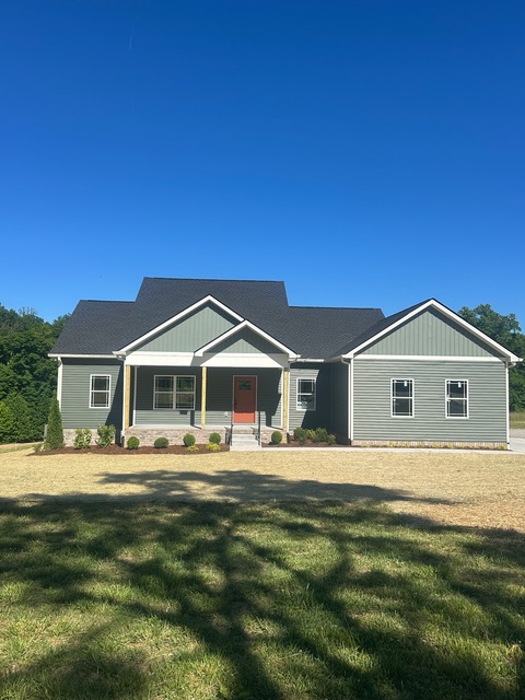 Front exterior of 3-bedroom new construction home on Liberty Road in Charlotte, TN